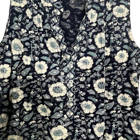 Lucky Brand Blue White Floral Henley Style Tank Top - Picture 6 of 6